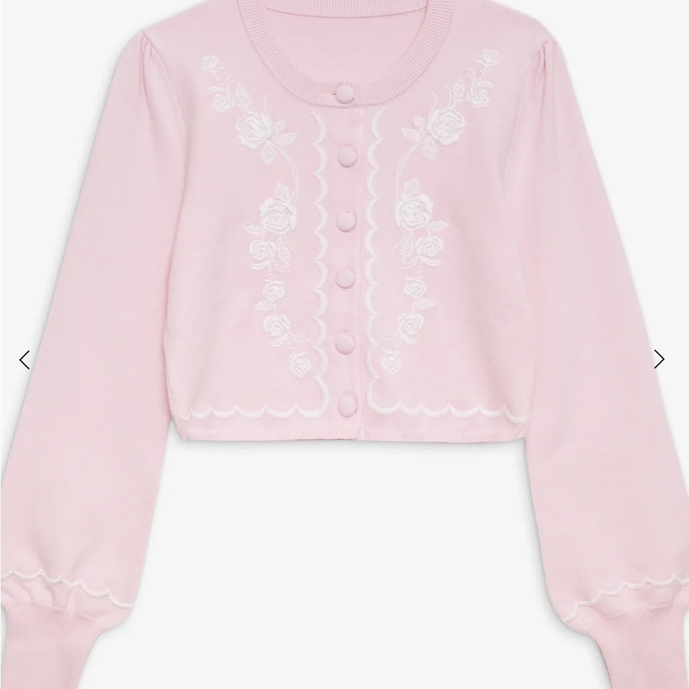 For Love And Lemons Pink Embroidered Cardigan
